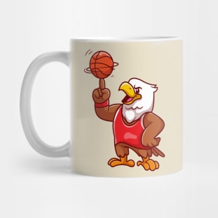 Cute Eagle Playing Basketball Cartoon Mug